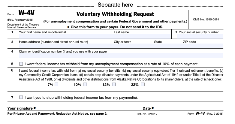 Irs Form W V Printable Fillable Form W V Voluntary Withholding Porn Sex Picture