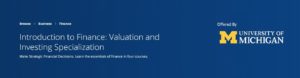 Introduction to Finance: Valuation and Investing Specialization - Coursera