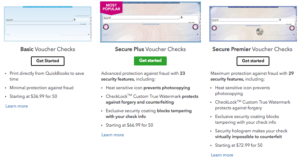 QuickBooks places its focus on check security rather than price,