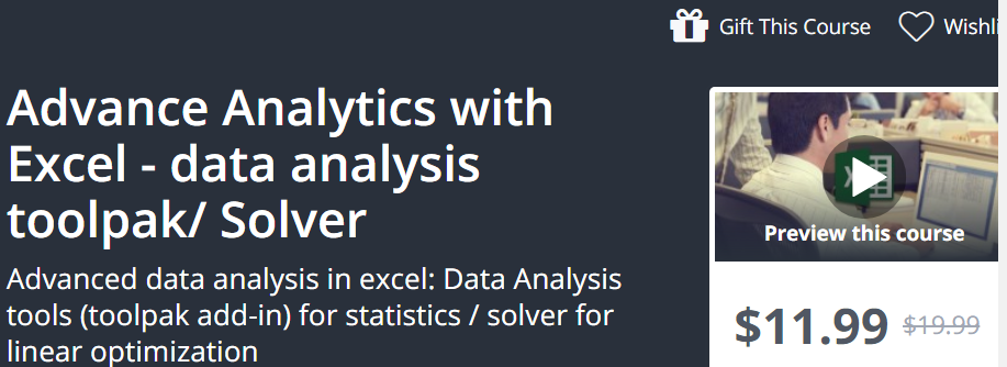 Advance Analytics with Excel - Data Analysis Toolpak/Solver