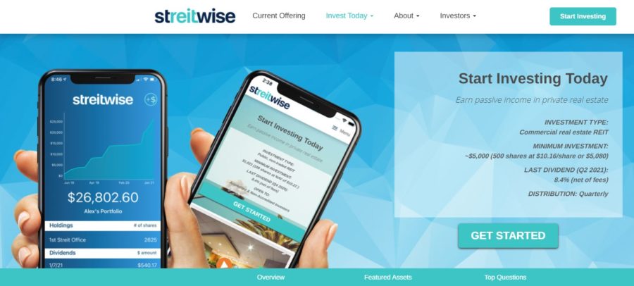 screenshot of streitwise investment page