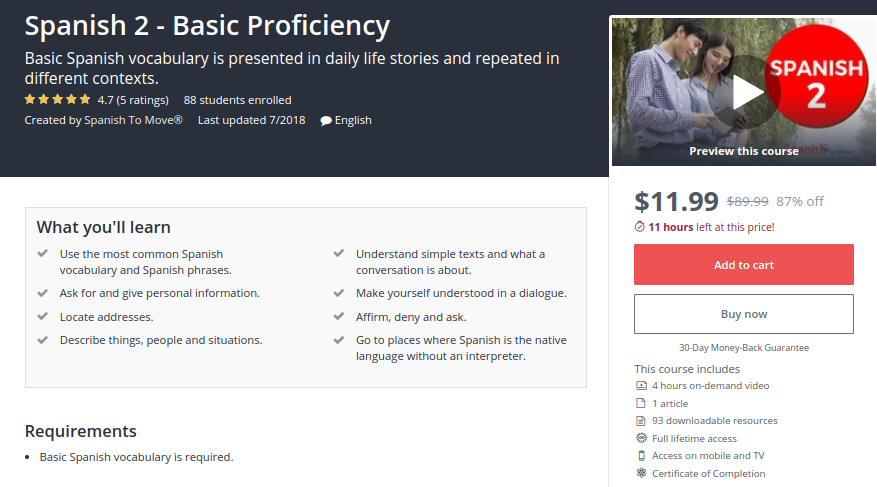 Spanish 2 — Basic Proficiency