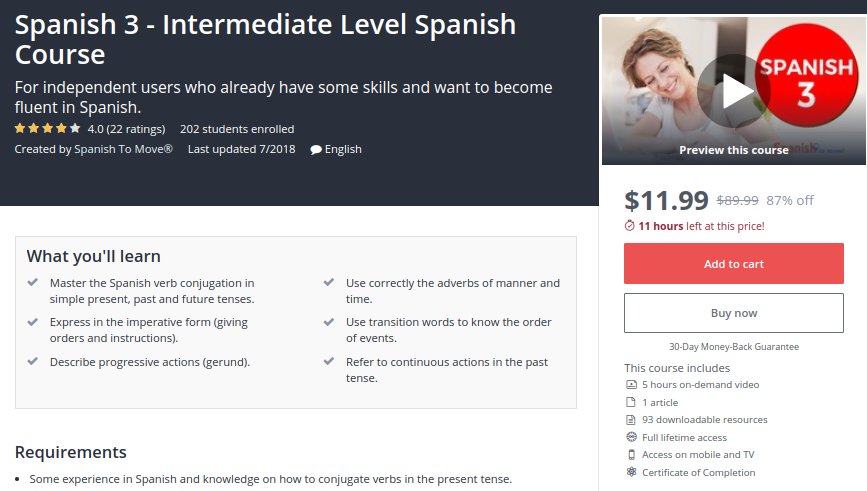 Spanish 3 — Intermediate Level Spanish Course