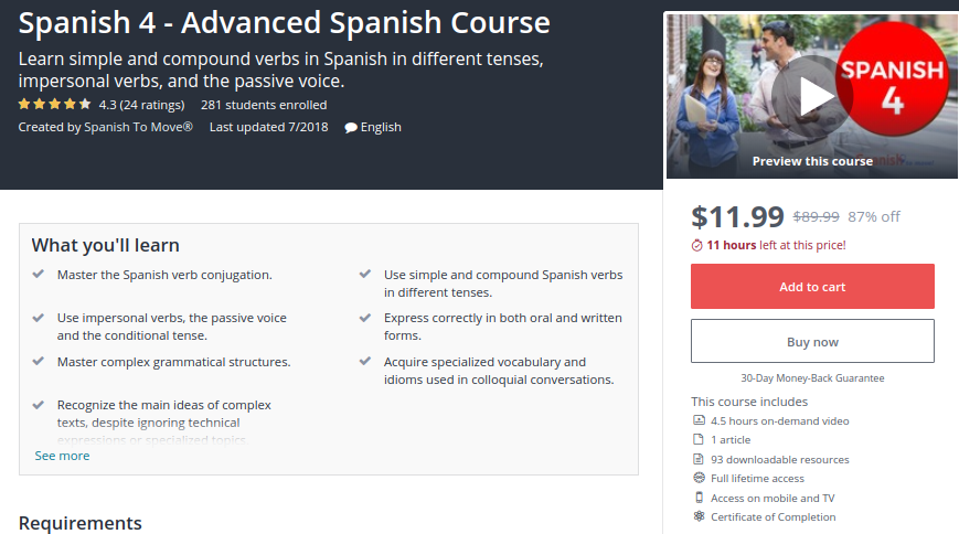 Spanish 4 — Advanced Spanish Course