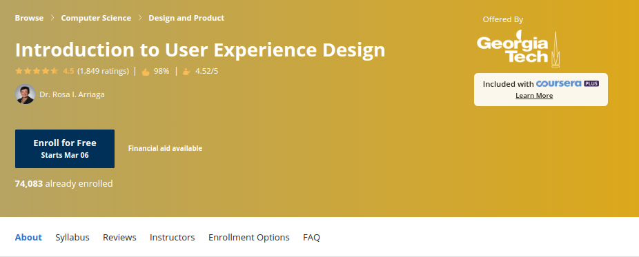 2. Introduction to User Experience Design by the Georgia Institute of Technology