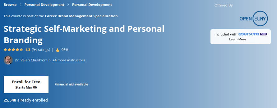 9. Strategic Self-Marketing and Personal Branding by the State University of New York (SUNY)