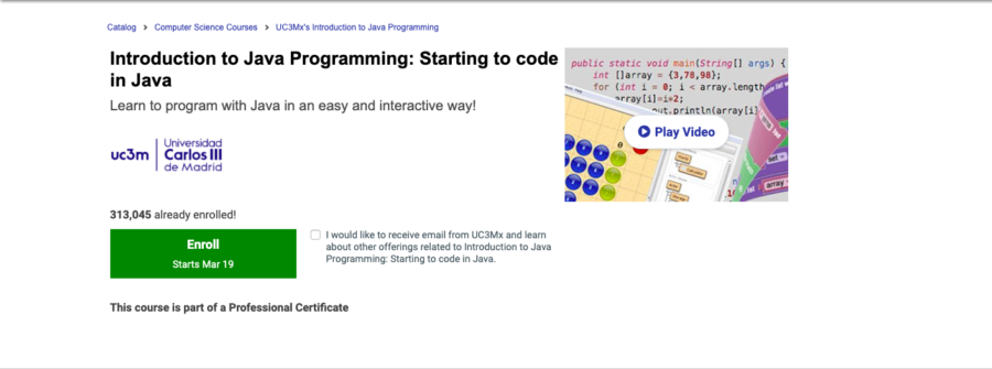 5. Introduction to Java Programming: Starting to Code in Java by the Universidad Carlos III de Madrid