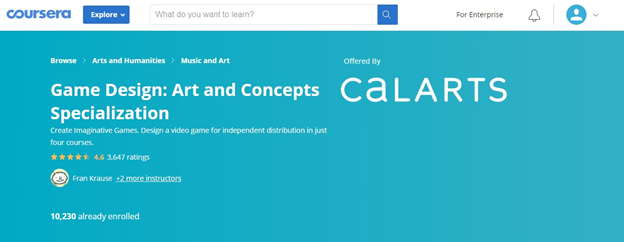 6. Game Design: Art and Concepts Specialization: CaLARTS (Coursera)