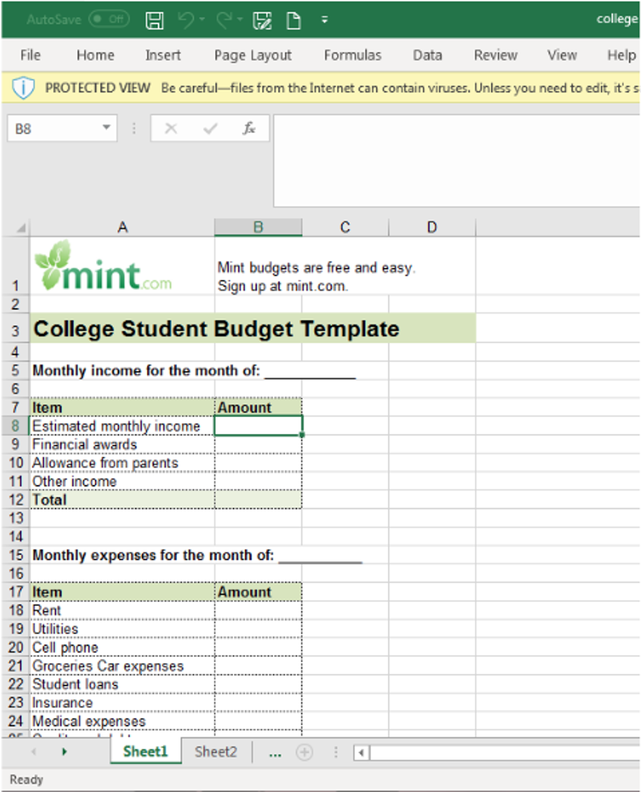 Best budget spreadsheets: mint