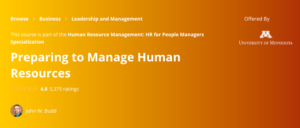 Preparing to Manage Human Resources by the University of Minnesota