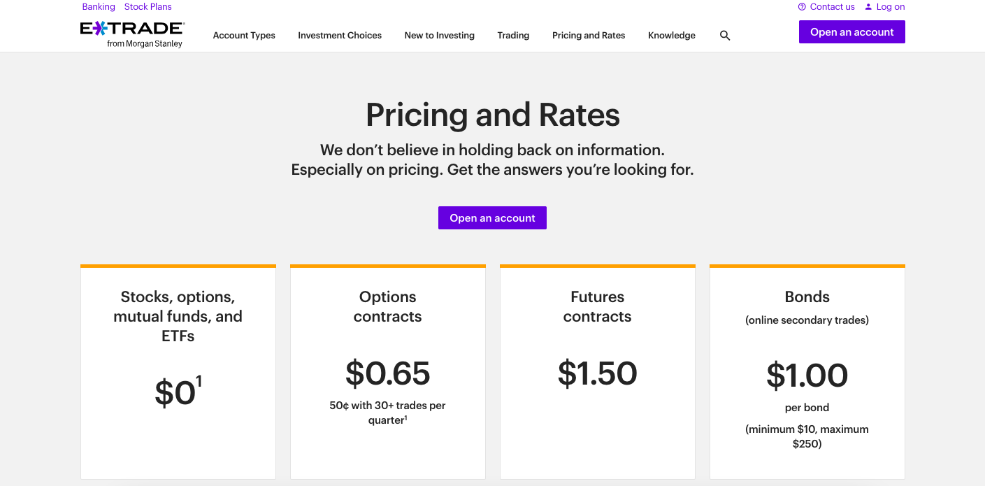 E*TRADE Pricing 2024