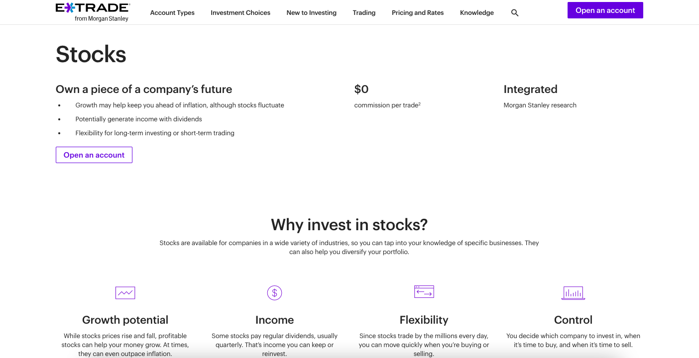 E*TRADE Stocks 2024