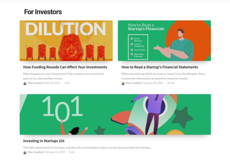 StartEngine investor education section