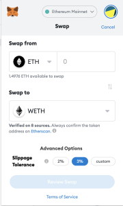 how to buy WETH in metamask