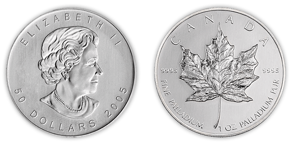 Palladium Canadian Maple Leaf Coins